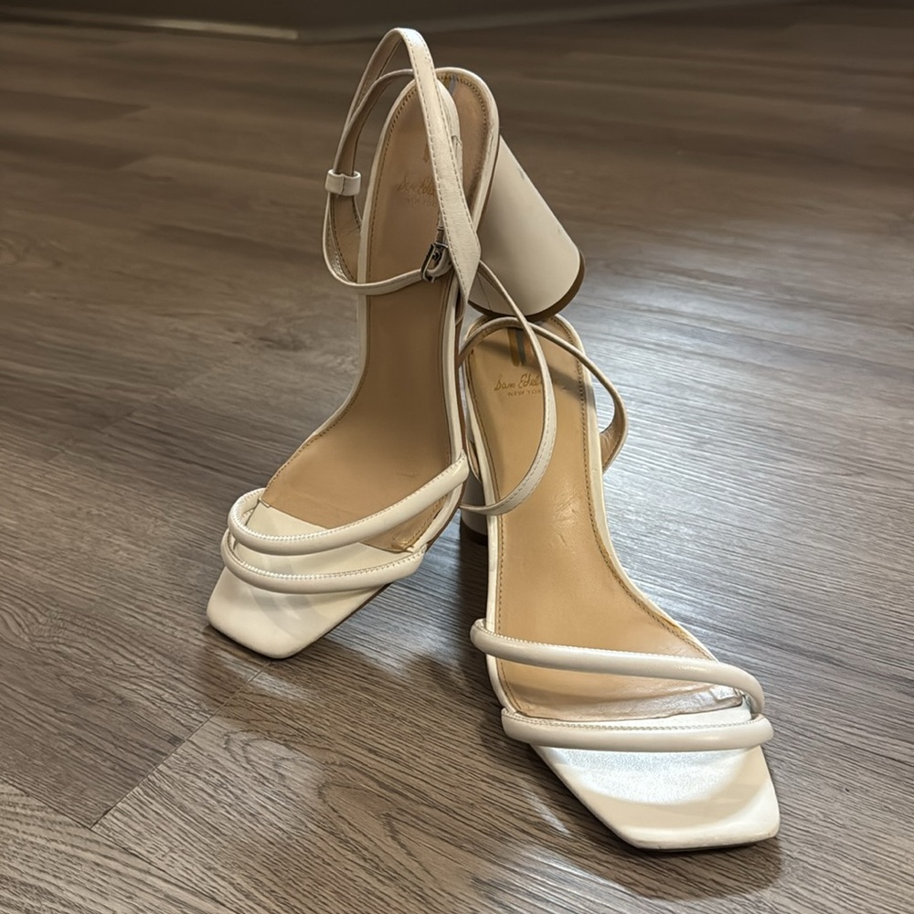 Sam Edelman Kia Block Heel Sandals in bright white leather. Size 11 - Picture 8 of 15